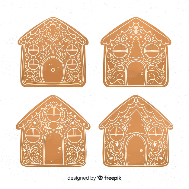 Bezpłatny wektor gingerbread house z ornamentami