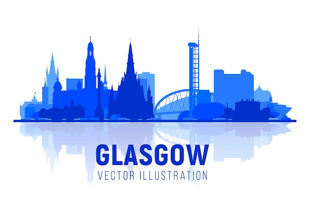 Glasgow Scotland Wielka Brytania Sylwetka Skyline Z Panoramą Na Tle Nieba Ilustracja Wektorowa Koncepcja Podróży Biznesowych I Turystyki Z Nowoczesnymi Budynkami Obraz Na Baner Lub Stronę Internetową