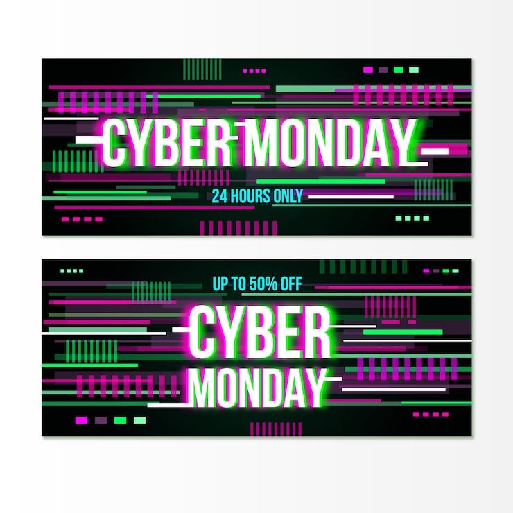 Bezpłatny plik Wektor glitch cyber poniedziałki banery