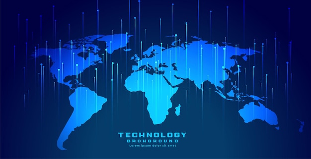 Globalna Mapa świata Z Cyfrowymi Pionowymi Liniami