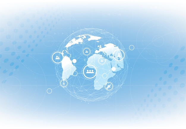 Globalne połączenie sieciowe. koncepcja składu punktów i linii mapy świata globalnego biznesu