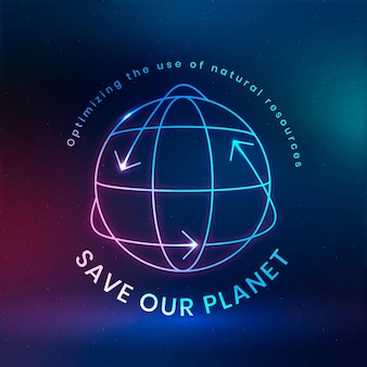 Globalny wektor logo środowiska z tekstem zapisz naszą planetę