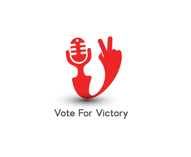Głosuj na logo zwycięstwa na białym tle projekt wektorowy