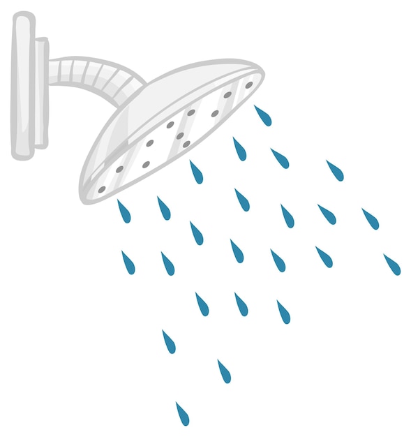 Bezpłatny wektor głowica prysznicowa z wodą na białym tle