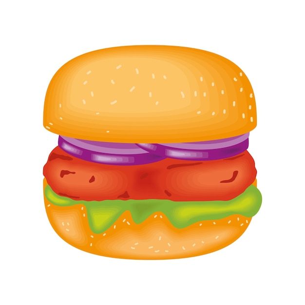 Gourmet Burger Z Ilustracją Cebuli Wyizolowany