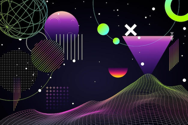 Gradient abstrakcyjnego tła wireframe