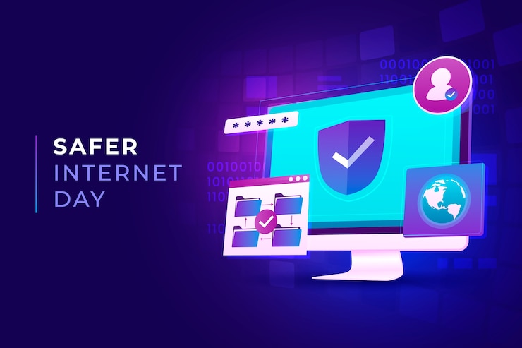 Bezpłatny plik Wektor gradient bezpieczniejszy dzień internetu tło