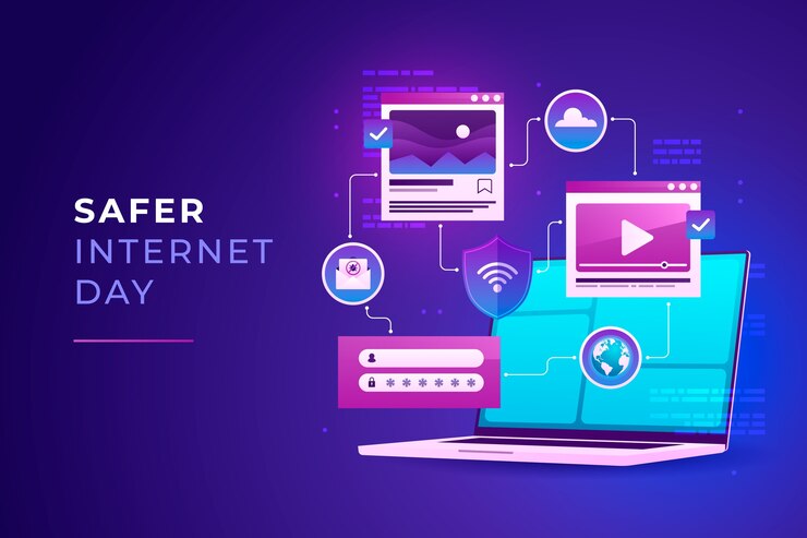 Bezpłatny plik Wektor gradient bezpieczniejszy dzień internetu tło