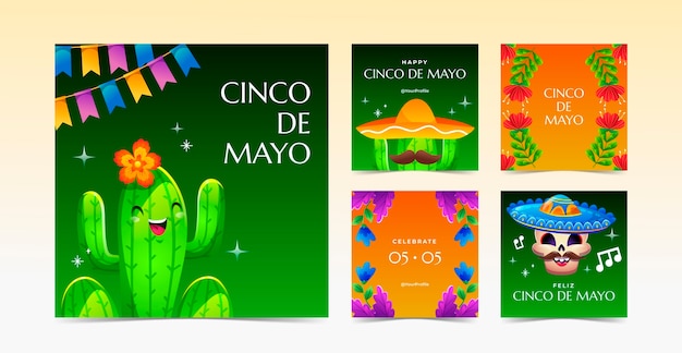 Gradient Cinco De Mayo Celebracja Kolekcja Postów Na Instagramie