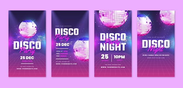 Bezpłatny wektor gradient disco party historie na instagramie