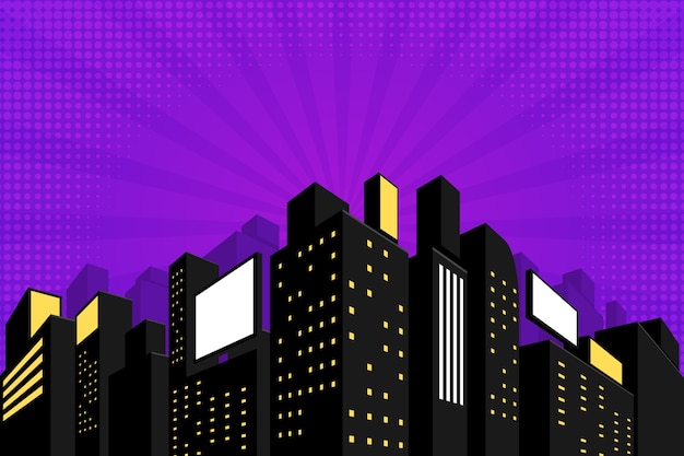 Gradient komiks miasto tło