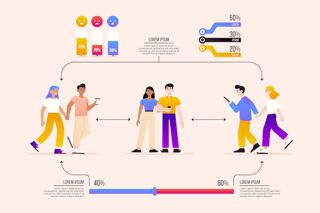 Gradient łączący Ludzi Infografika