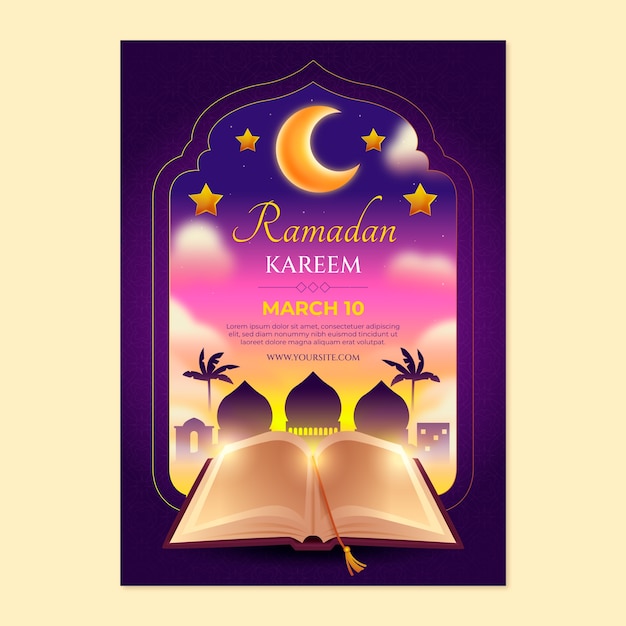 Bezpłatny wektor gradient ramadan pionowy szablon plakat