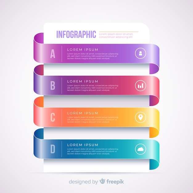 Bezpłatny wektor gradient realistyczny kolorowy krok infografiki