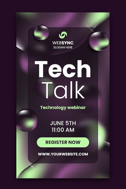 Bezpłatny wektor gradient technology webinar instagram story szablon