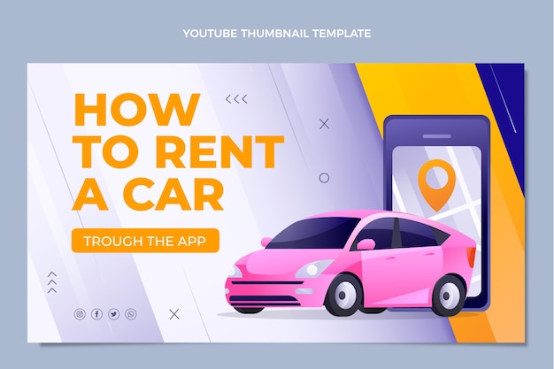 Bezpłatny wektor gradient wypożyczalni samochodów miniatura youtube