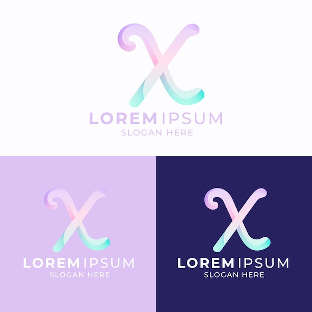 Bezpłatny wektor gradient x logo z literą