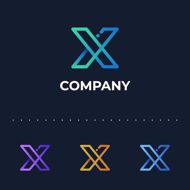Bezpłatny wektor gradient x logo z literą