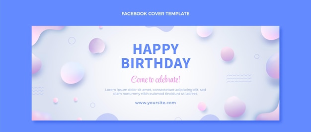 Gradientowa abstrakcyjna płynna okładka urodzinowa na Facebooku