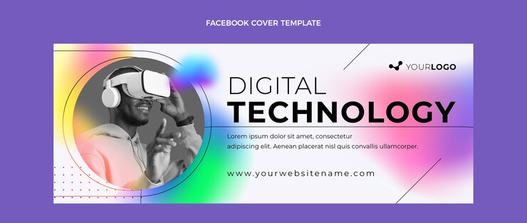 Bezpłatny plik Wektor gradientowa abstrakcyjna technologia płynów okładka na facebooku