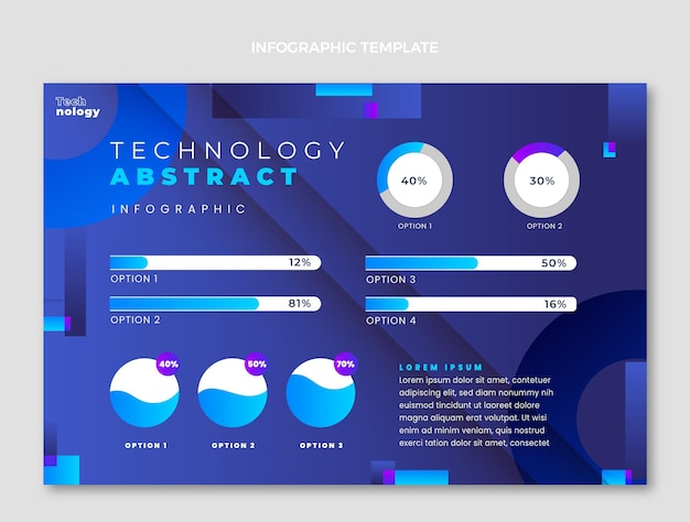 Bezpłatny wektor gradientowa abstrakcyjna technologia szablon infografiki