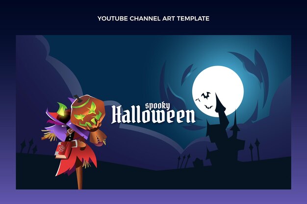 Gradientowa grafika kanału youtube na halloween