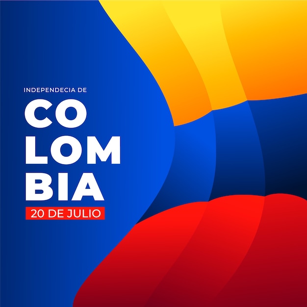 Bezpłatny wektor gradientowa ilustracja 20 de julio z kolorami flagi kolumbijskiej