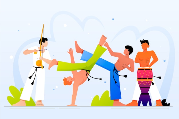 Bezpłatny wektor gradientowa ilustracja capoeira