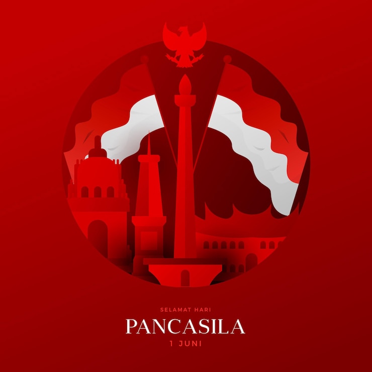 Bezpłatny plik Wektor gradientowa ilustracja dnia pancasila