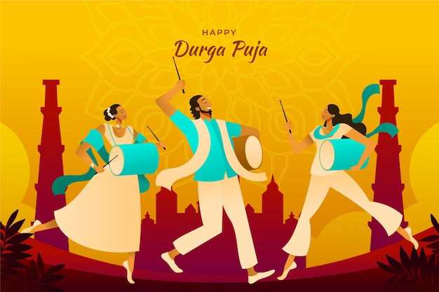 Gradientowa ilustracja durga puja