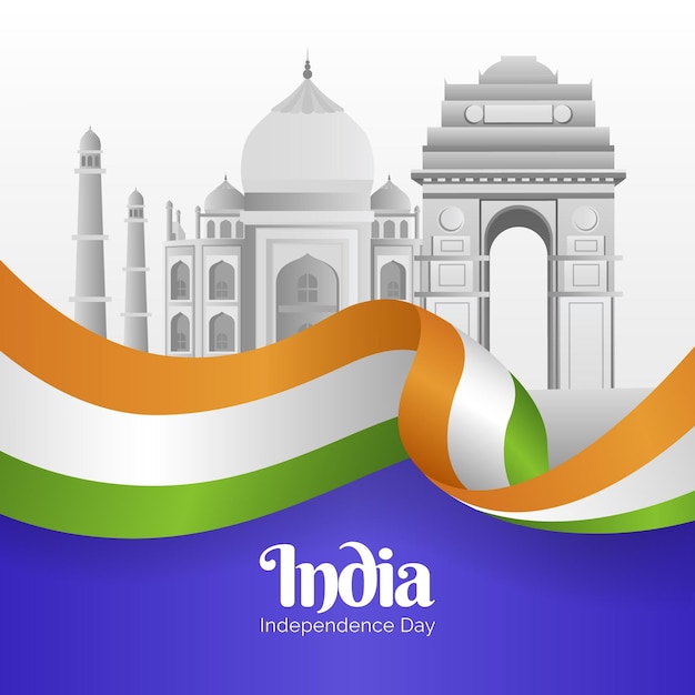 Bezpłatny wektor gradientowa ilustracja dzień niepodległości indii