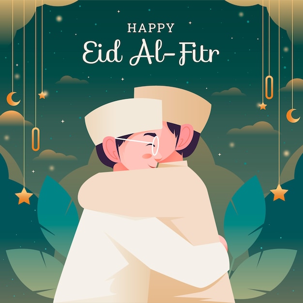 Bezpłatny wektor gradientowa ilustracja eid al-fitr