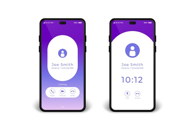 Gradientowa ilustracja interfejsu ekranu rozmowy telefonicznej