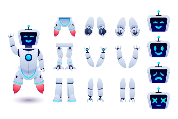 Gradientowa ilustracja konstruktora postaci robota