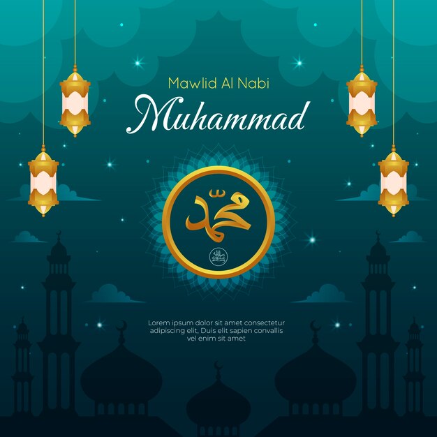 Gradientowa ilustracja mawlid al nabi