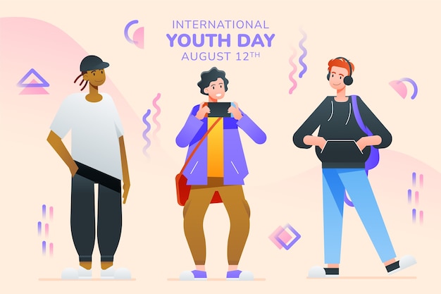 Bezpłatny wektor gradientowa ilustracja międzynarodowego dnia młodzieży