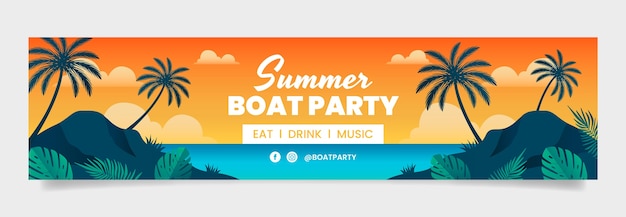 Bezpłatny wektor gradientowa impreza na łodzi z palmami drgającymi banerami