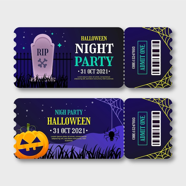 Bezpłatny wektor gradientowa kolekcja biletów na halloween