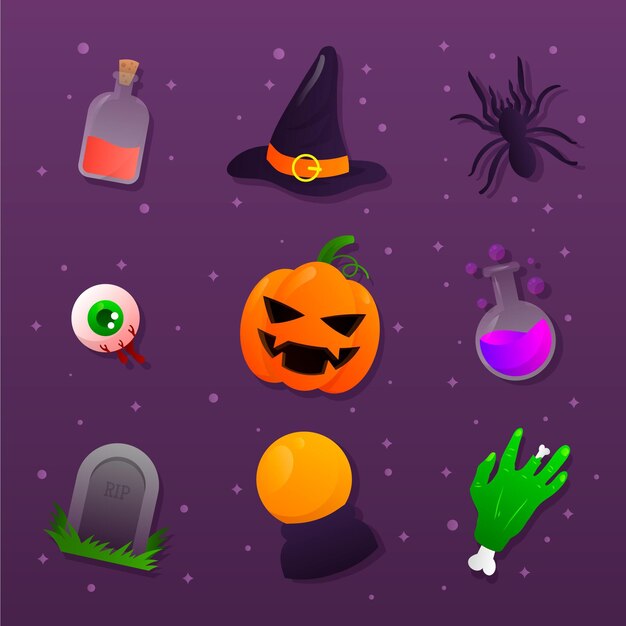 Gradientowa kolekcja elementów halloween