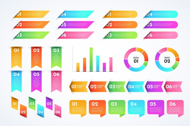 Bezpłatny wektor gradientowa kolekcja elementów infografiki