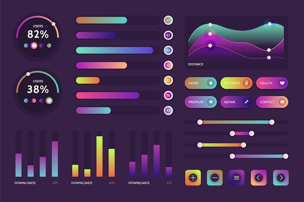 Gradientowa Kolekcja Elementów Ui/ux