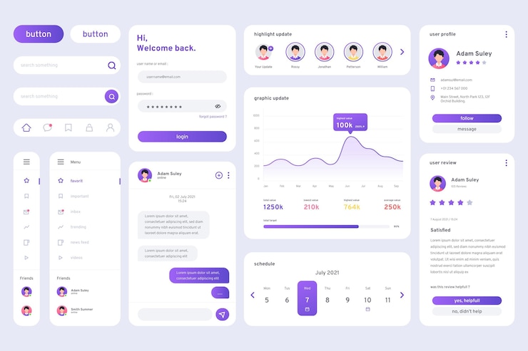 Bezpłatny plik Wektor gradientowa kolekcja elementów ui/ux
