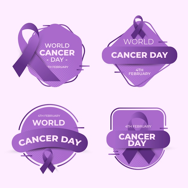 Gradientowa kolekcja etykiet na światowy dzień raka