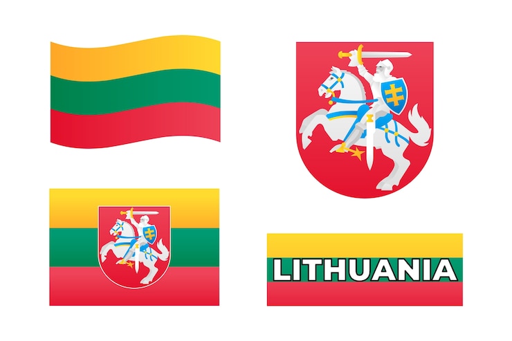 Bezpłatny plik Wektor gradientowa kolekcja flag litewskich i emblematów narodowych
