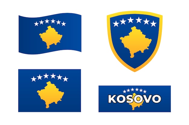 Gradientowa Kolekcja Flagi Kosowa I Emblematów Narodowych