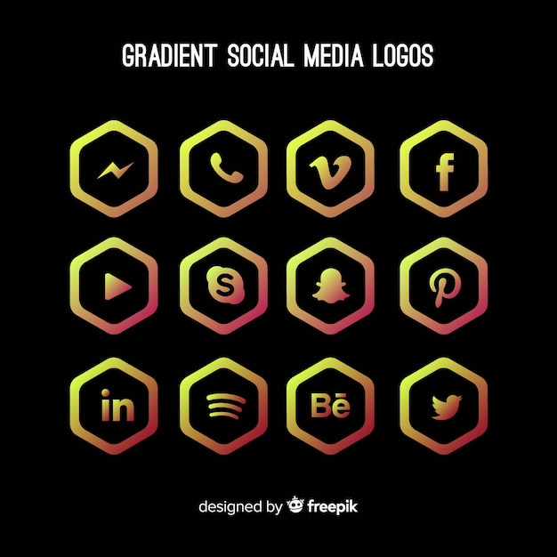 Bezpłatny wektor gradientowa kolekcja logo mediów społecznościowych