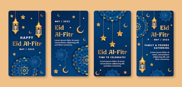 Gradientowa Kolekcja Opowiadań Eid Al-fitr Na Instagramie