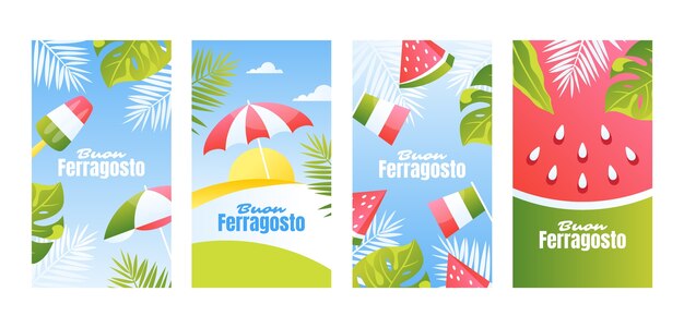 Gradientowa kolekcja opowiadań ferragosto na Instagramie