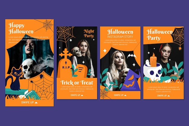 Gradientowa Kolekcja Opowiadań Halloweenowych Na Instagramie Ze Zdjęciem