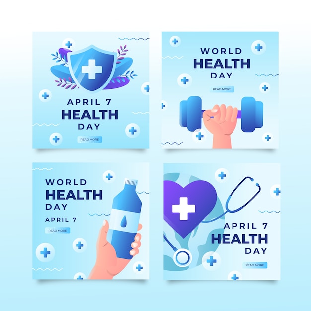 Gradientowa Kolekcja Postów Na Instagram światowego Dnia Zdrowia